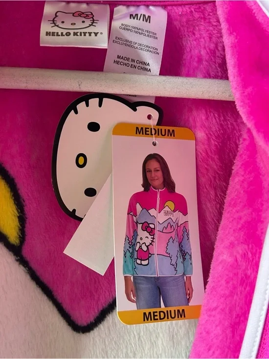 NWT Hello Kitty Character Sherpa Jacket Women Zip Front Scenic Cozy Fleece - Picture 7 of 9